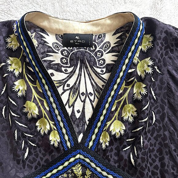 Etro Multicolor 100% Silk Midi Dress - Like New - Picture 5 of 8